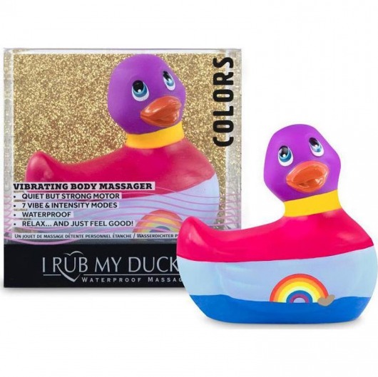 Вибратор-уточка I Rub My Duckie 2.0 Colors с разноцветными полосками - Big Teaze Toys - купить с доставкой в Иваново