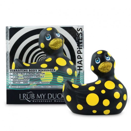 Черный вибратор-уточка I Rub My Duckie 2.0 Happiness в жёлтый горох - Big Teaze Toys - купить с доставкой в Иваново