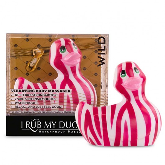 Вибратор-уточка I Rub My Duckie 2.0 Wild с розово-белым анималистическим принтом - Big Teaze Toys - купить с доставкой в Иваново