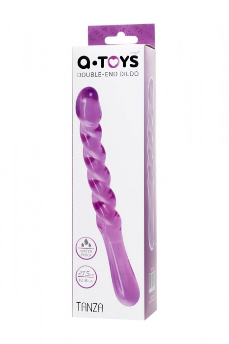 Фиолетовый двусторонний фаллоимитатор Tanza - 27,5 см. - A-toys