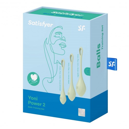 Набор из 3 салатных вагинальных шариков Yoni Power 2 - Satisfyer