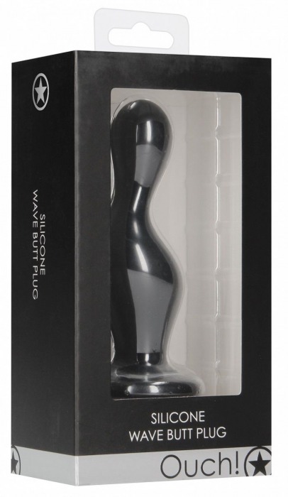 Черная анальная пробка Wave Butt Plug - 11,3 см. - Shots Media BV