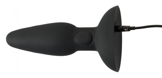 Черная анальная вибропробка с пульсацией в нижней части Thumping Anus Butt Plug - 15 см. - Orion