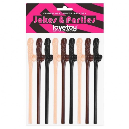 Разноцветные трубочки для коктейля в виде пенисов Willy Straws - 9 шт. - Lovetoy - купить с доставкой в Иваново