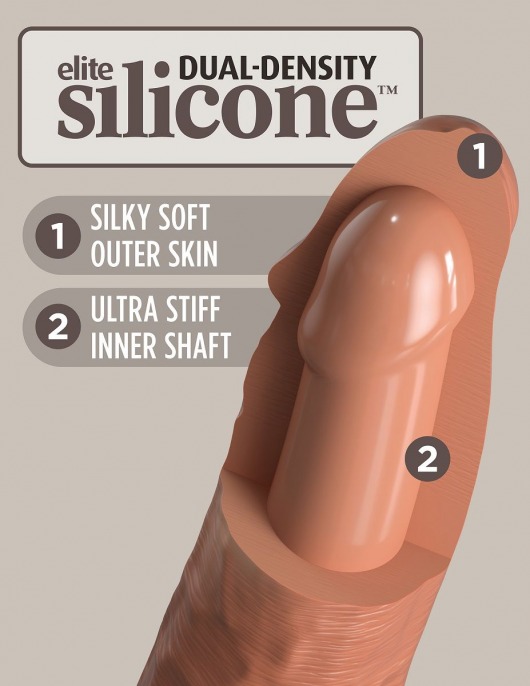 Кофейный фаллоимитатор 7  Silicone Dual Density Cock - 21 см. - Pipedream