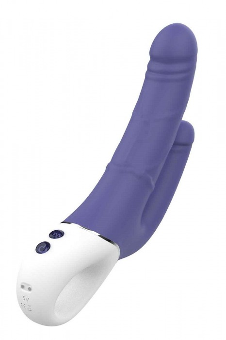 Синий анально-вагинальный вибратор Double Pleasure - 23,5 см. - Dream Toys