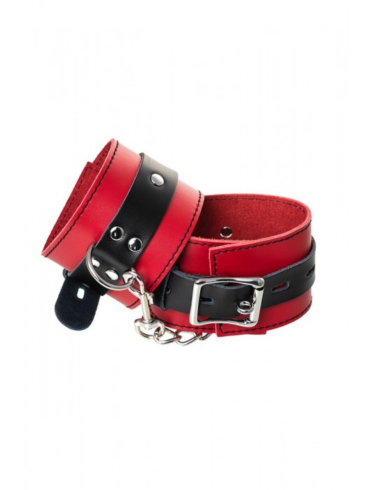 Красно-черные оковы на ноги из кожи - ToyFa - купить с доставкой в Иваново