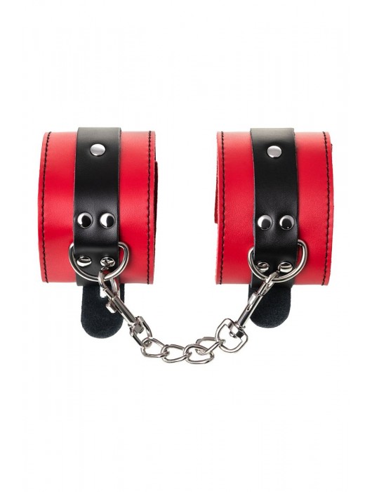 Красно-черные оковы на ноги из кожи - ToyFa - купить с доставкой в Иваново