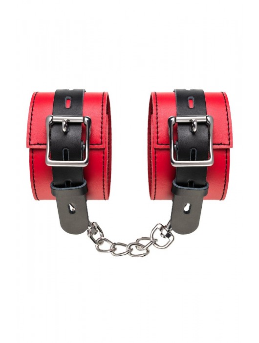 Красно-черные оковы на ноги из кожи - ToyFa - купить с доставкой в Иваново