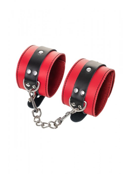 Красно-черные оковы на ноги из кожи - ToyFa - купить с доставкой в Иваново