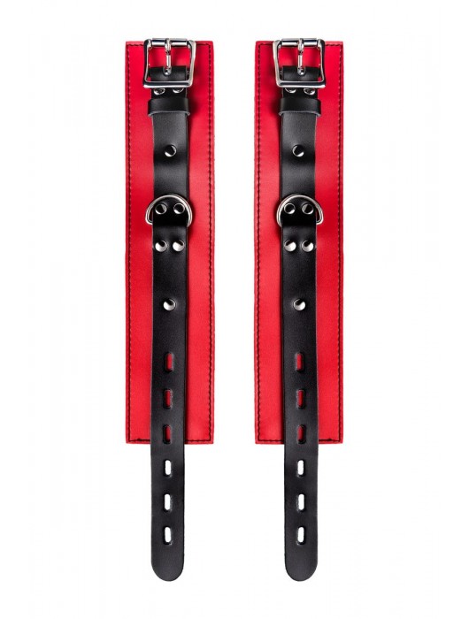 Красно-черные оковы на ноги из кожи - ToyFa - купить с доставкой в Иваново