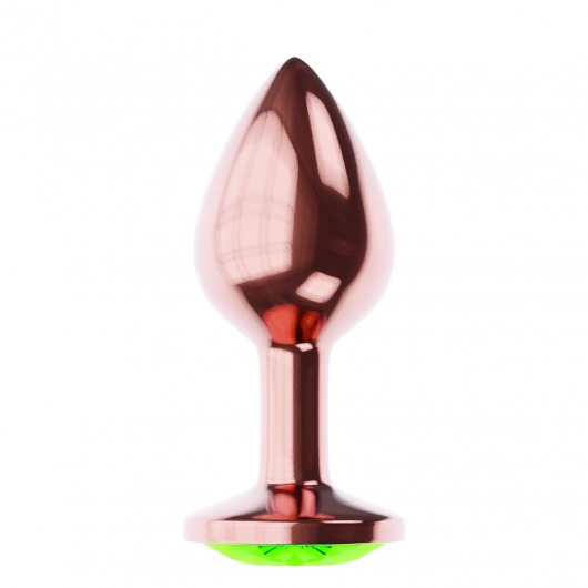Пробка цвета розового золота с лаймовым кристаллом Diamond Emerald Shine S - 7,2 см. - Lola Games - купить с доставкой в Иваново