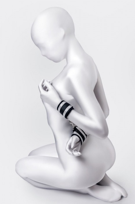 Серебристо-черные наручники Anonymo - ToyFa - купить с доставкой в Иваново