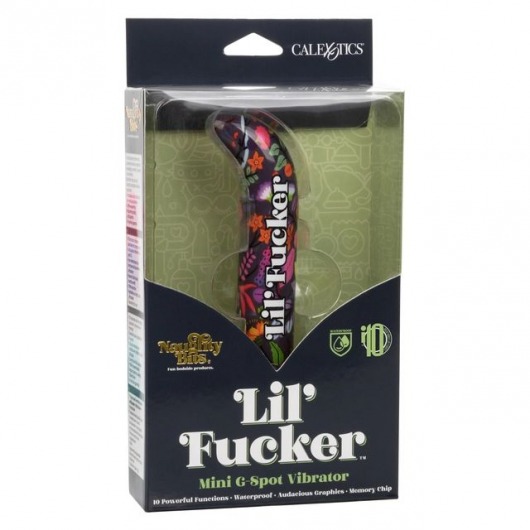Черный мини-вибратор с цветочным принтом Lil Fucker Mini G-Spot Vibrator - 12,75 см. - California Exotic Novelties