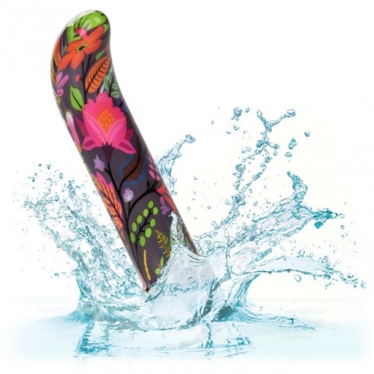 Черный мини-вибратор с цветочным принтом Lil Fucker Mini G-Spot Vibrator - 12,75 см. - California Exotic Novelties