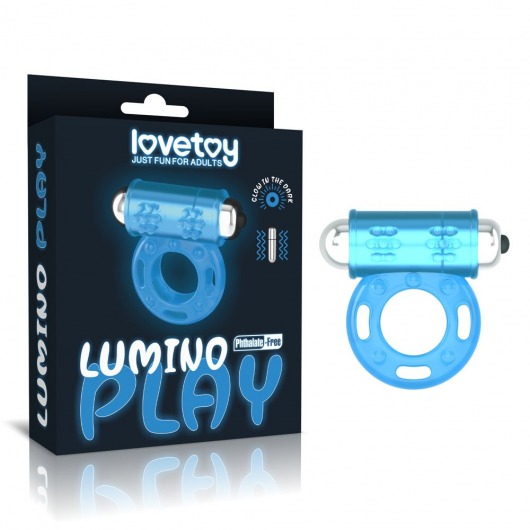 Голубое, светящееся в темноте эрекционное виброкольцо Lumino Play Vibrating Penis Ring - Lovetoy - в Иваново купить с доставкой