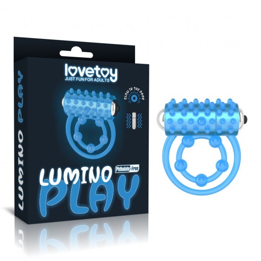 Голубое, светящееся в темноте виброкольцо Lumino Play Vibrating Penis Ring - Lovetoy - в Иваново купить с доставкой