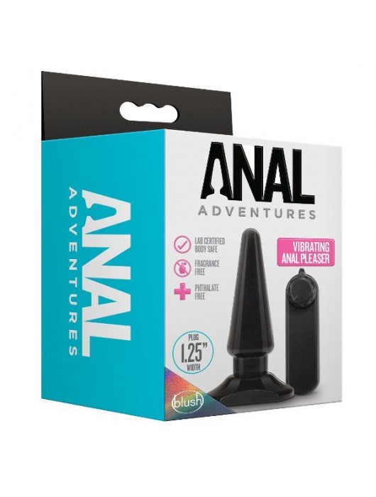 Черная анальная пробка с вибрацией Basic Vibrating Anal Pleaser - 10,2 см. - Blush Novelties
