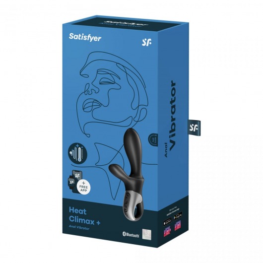 Черный анальный вибратор Heat Climax+ с функцией нагрева - 20,6 см. - Satisfyer - в Иваново купить с доставкой