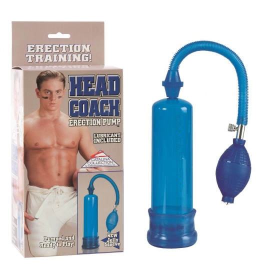 Синяя вакуумная помпа Head Coach Penis Pump - California Exotic Novelties - в Иваново купить с доставкой