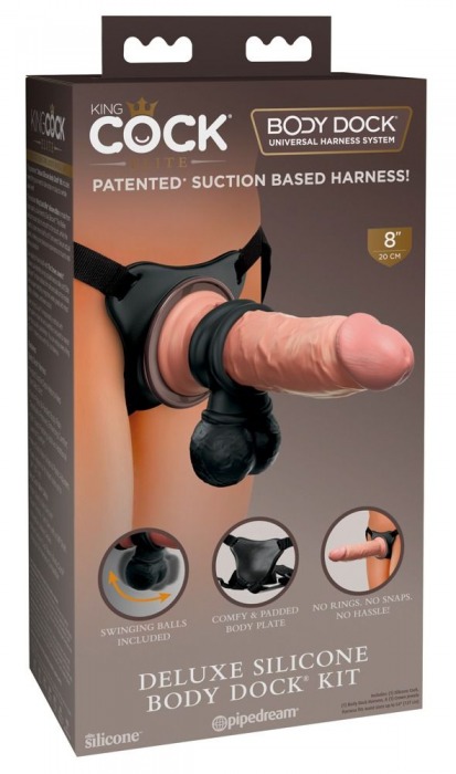 Страпон-система Deluxe Silicone Body Dock Kit - 22 см. - Pipedream - купить с доставкой в Иваново
