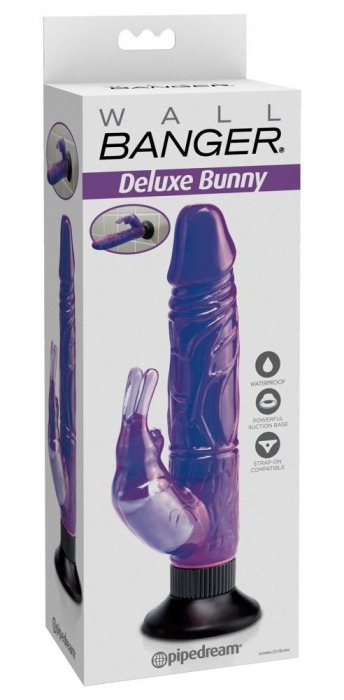 Фиолетовый вибратор-кролик с присоской Deluxe Bunny - 21 см. - Pipedream