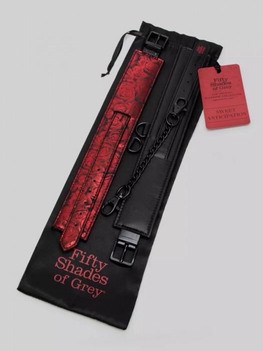 Красно-черные оковы Reversible Faux Leather Ankle Cuffs - Fifty Shades of Grey - купить с доставкой в Иваново