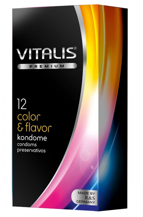 Цветные ароматизированные презервативы VITALIS PREMIUM color   flavor - 12 шт. - Vitalis - купить с доставкой в Иваново