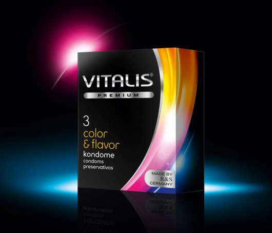 Цветные ароматизированные презервативы VITALIS PREMIUM color   flavor - 3 шт. - Vitalis - купить с доставкой в Иваново