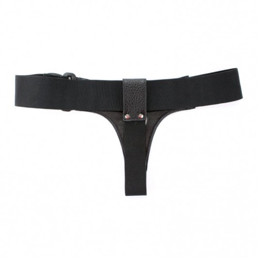 Чёрные трусики для страпона из натуральной кожи - БДСМ Арсенал - купить с доставкой в Иваново
