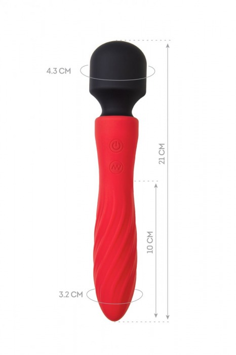 Красно-черный двусторонний вибромассажер Black Red - 21 см. - ToyFa