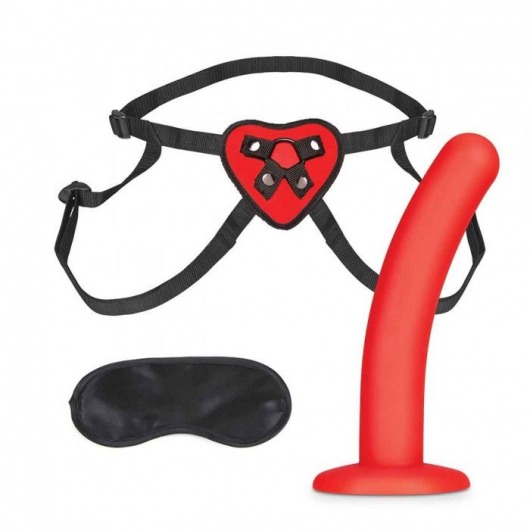 Красный поясной фаллоимитатор Red Heart Strap on Harness   5in Dildo Set - 12,25 см. - Lux Fetish - купить с доставкой в Иваново