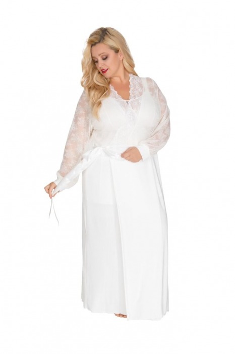 Роскошный пеньюар plus size в пол с кружевным верхом - Akcent купить с доставкой
