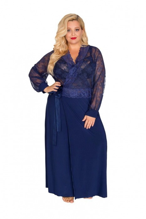 Роскошный пеньюар plus size в пол с кружевным верхом - Akcent купить с доставкой