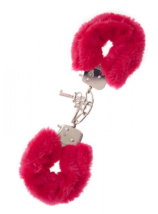 Металлические наручники с красной меховой опушкой METAL HANDCUFF WITH PLUSH RED - Dream Toys - купить с доставкой в Иваново