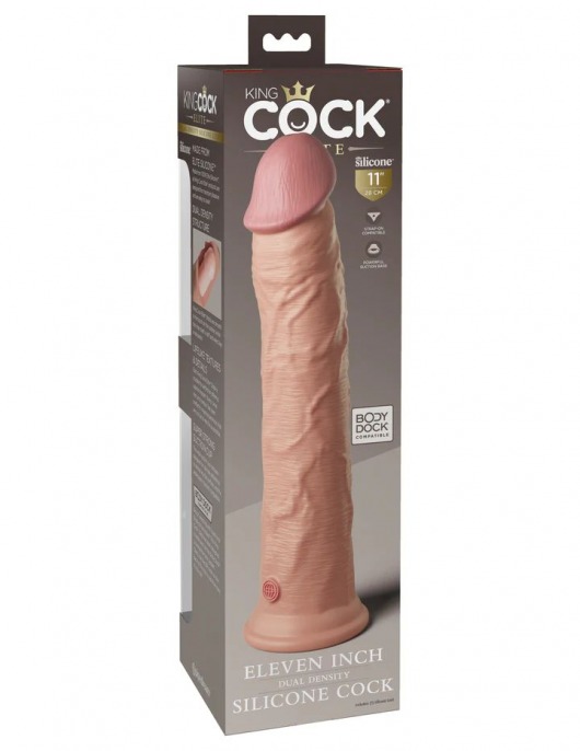 Телесный фаллоимитатор-реалистик King Cock Ellite Dual Density - 28 см. - Pipedream