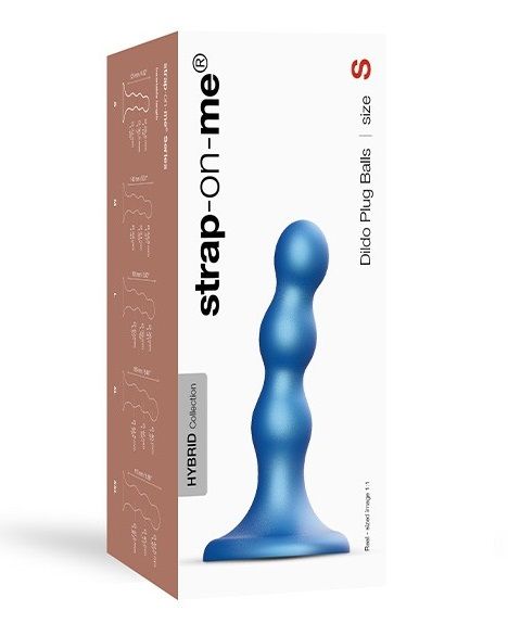 Голубая насадка Strap-On-Me Dildo Plug Balls size S - Strap-on-me - купить с доставкой в Иваново
