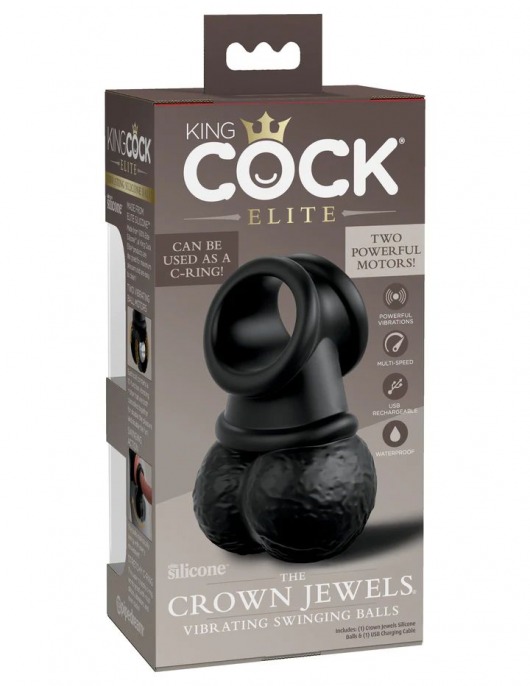 Черная вибронасадка King Cock Ellite The Crown Jewels - Pipedream - в Иваново купить с доставкой