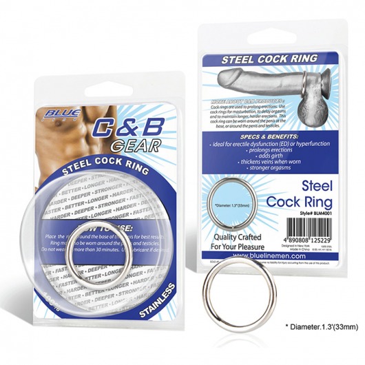 Стальное эрекционное кольцо STEEL COCK RING - 3.5 см. - BlueLine - в Иваново купить с доставкой