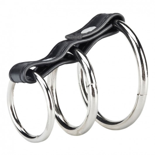 Хомут на пенис из трех металлических колец 3 RING GATES OF HELL - BlueLine - в Иваново купить с доставкой