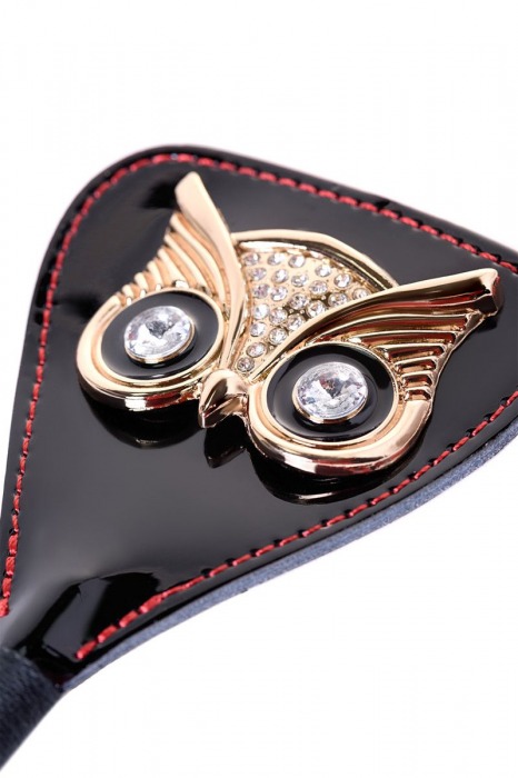 Чёрный стек с совой на кожаном наконечнике - 24 см. - ToyFa - купить с доставкой в Иваново