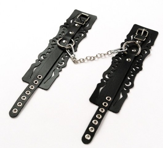 Узорчатые кожаные оковы с регулируемыми ремешками - Crazy Handmade - купить с доставкой в Иваново