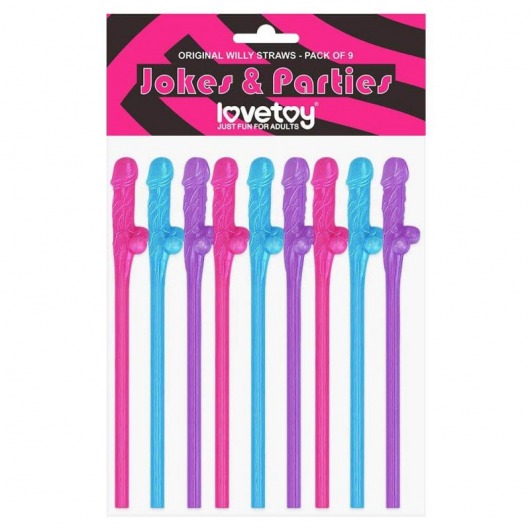 Разноцветные сувенирные коктейльные трубочки с пенисами Original Willy Straws - 9 шт. - Lovetoy - купить с доставкой в Иваново