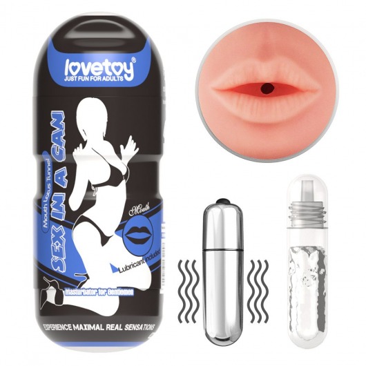 Мастурбатор-ротик с вибрацией Sex In A Can Mouth Lotus Tunnel - Lovetoy - в Иваново купить с доставкой