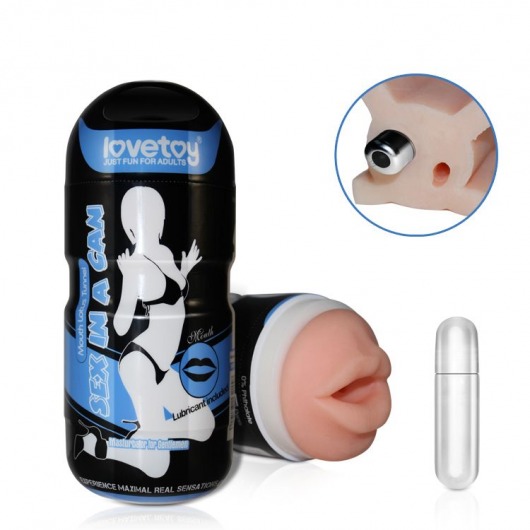 Мастурбатор-ротик с вибрацией Sex In A Can Mouth Lotus Tunnel - Lovetoy - в Иваново купить с доставкой