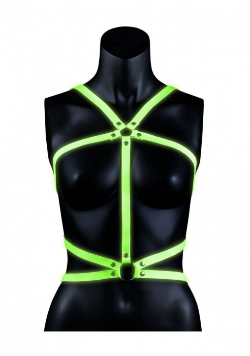 Портупея Body Harness с неоновым эффектом - размер S-M - Shots Media BV - купить с доставкой в Иваново