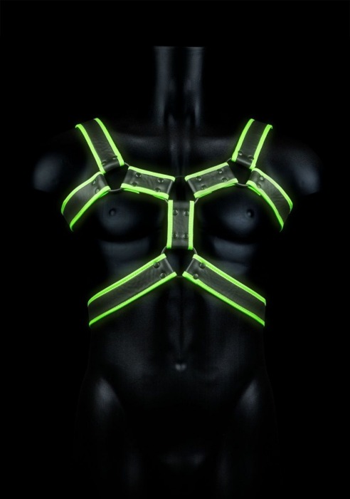 Стильная портупея Body Harness с неоновым эффектом - размер L-XL - Shots Media BV - купить с доставкой в Иваново