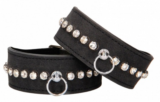 Черные поножи Diamond Studded Ankle Cuffs - Shots Media BV - купить с доставкой в Иваново