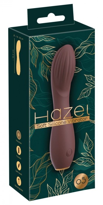 Коричневый вибратор с рельефной головкой Hazel 05 - 15 см. - Orion