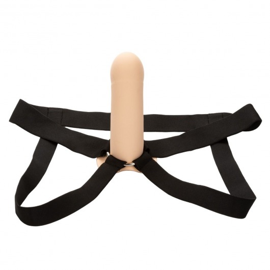 Телесный фаллопротез из силикона Extension with Harness - 15,75 см. - California Exotic Novelties - купить с доставкой в Иваново